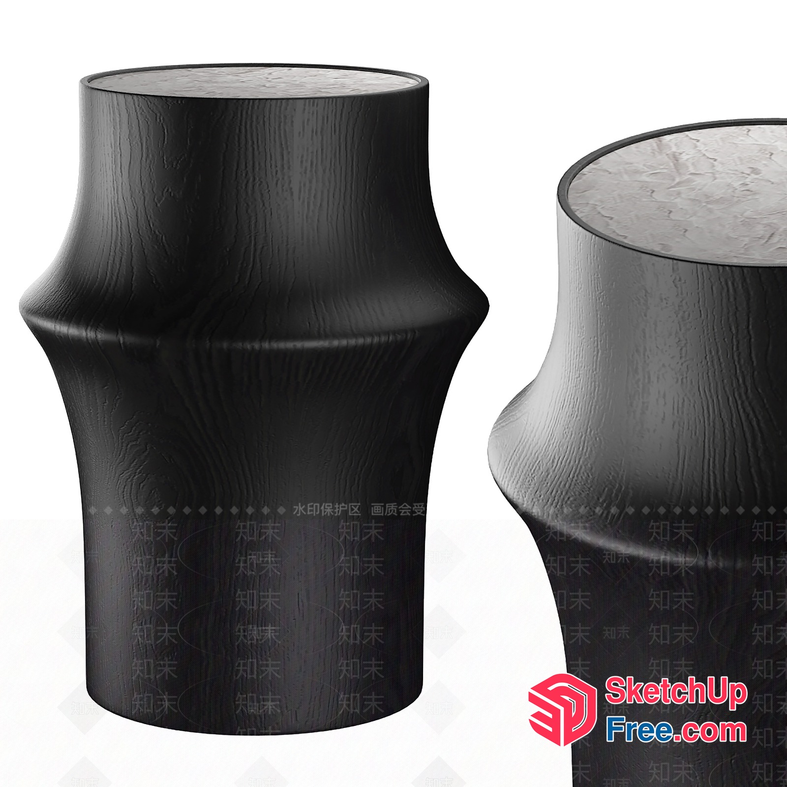 Black Modern Pillar Furniture Pieces 3D SketchUp File