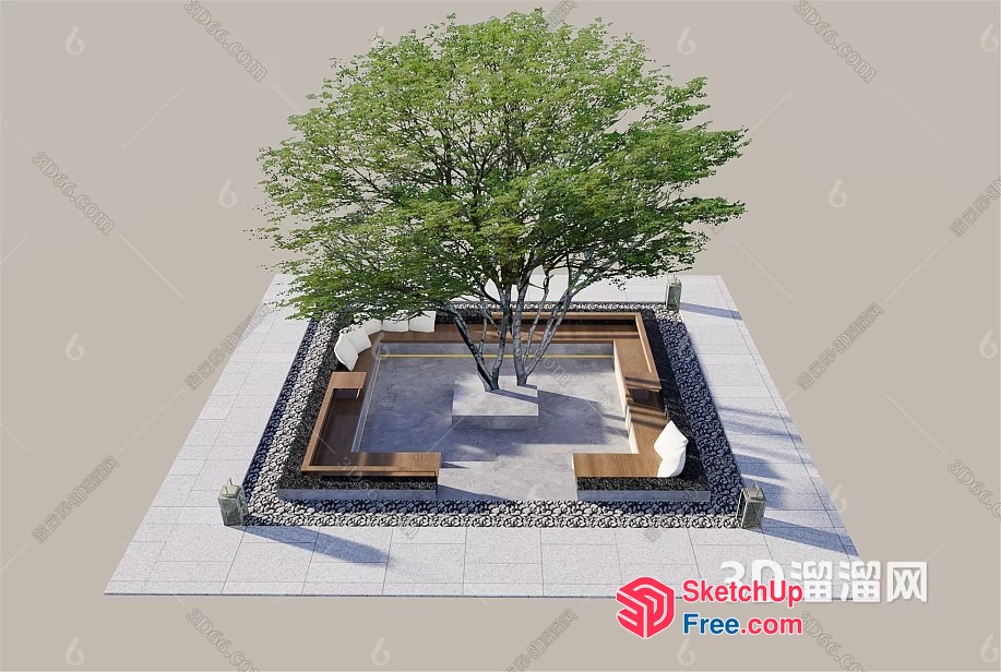 Serene Japanese Style Courtyard 3D SketchUp File