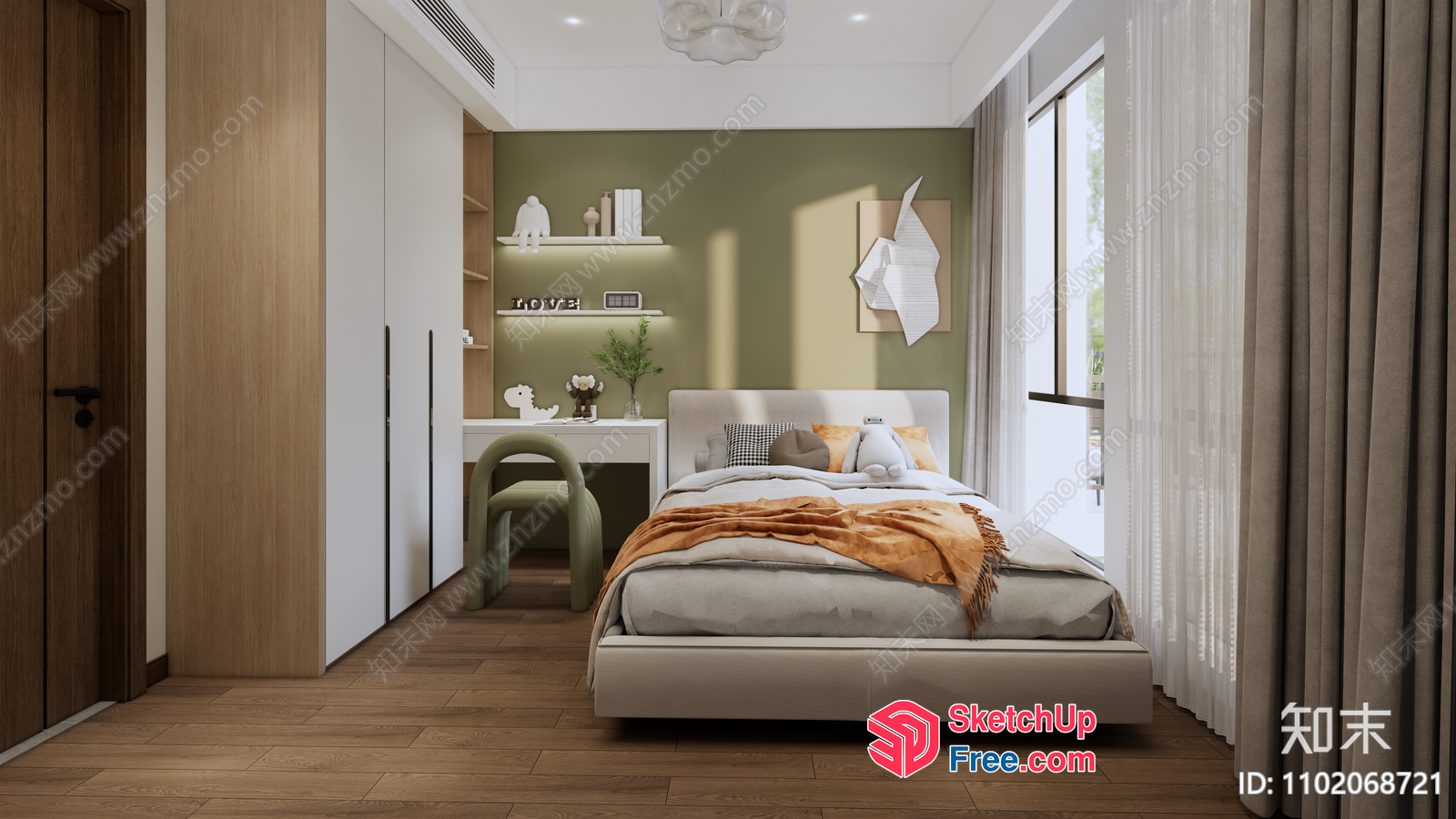 Cozy Modern Bedroom With Animal Decor 3D SketchUp File