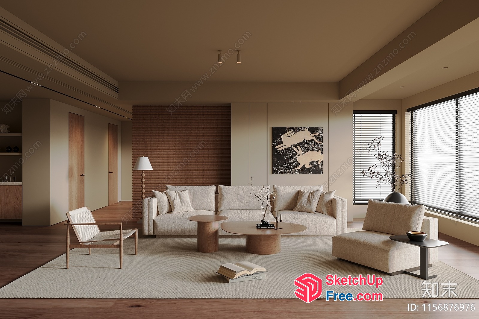 Elegant Modern Minimalist Living Room 3D SketchUp File