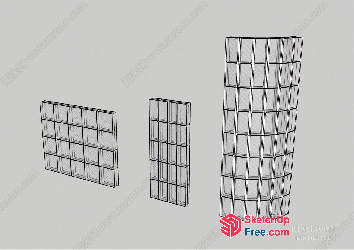 Glass Brick Wall Panels 3D SketchUp File