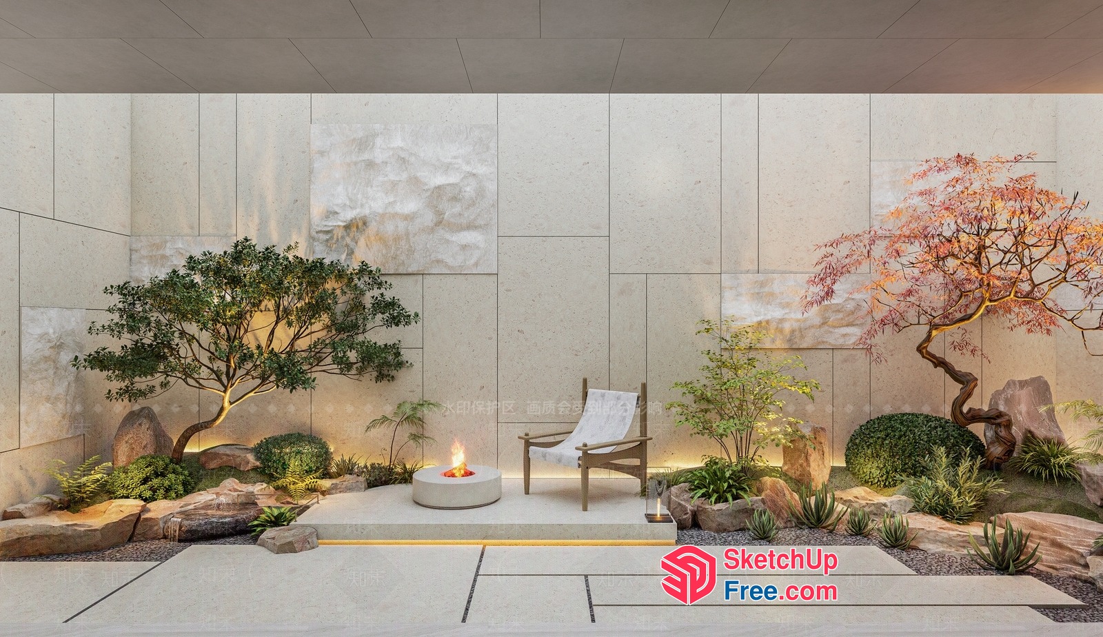 Serene Japanese-Style Outdoor Oasis 3D SketchUp File