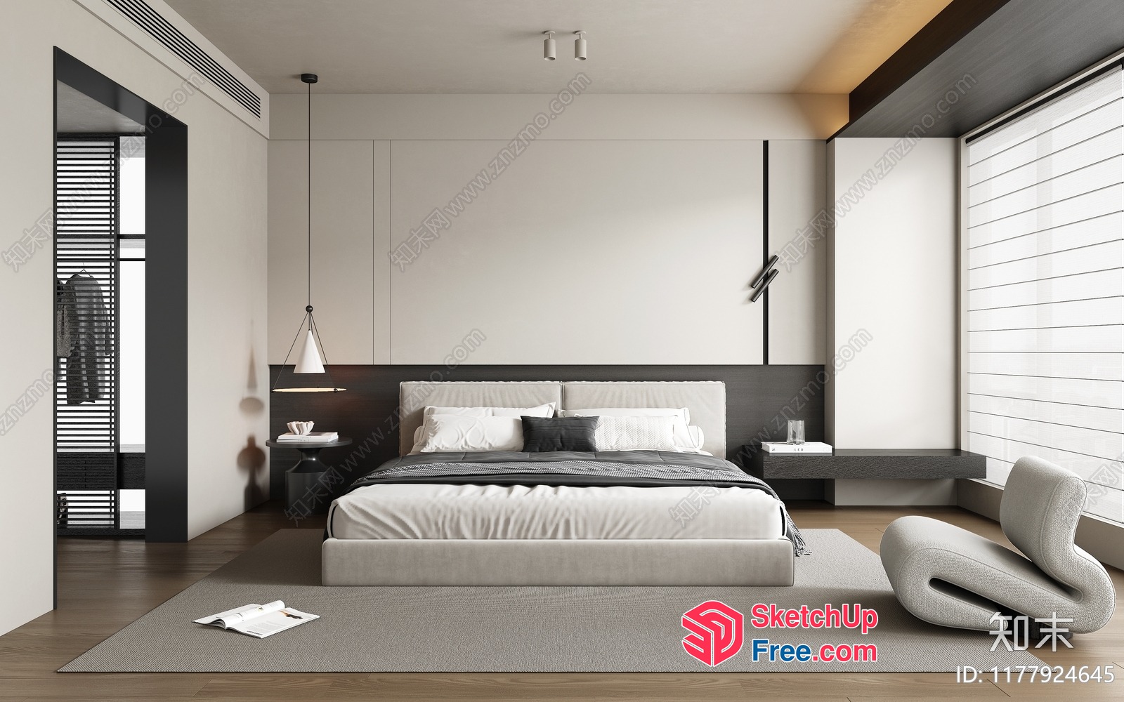 Modern Minimalist Bedroom With Sleek Furniture And Neutral Tones 3D SketchUp File