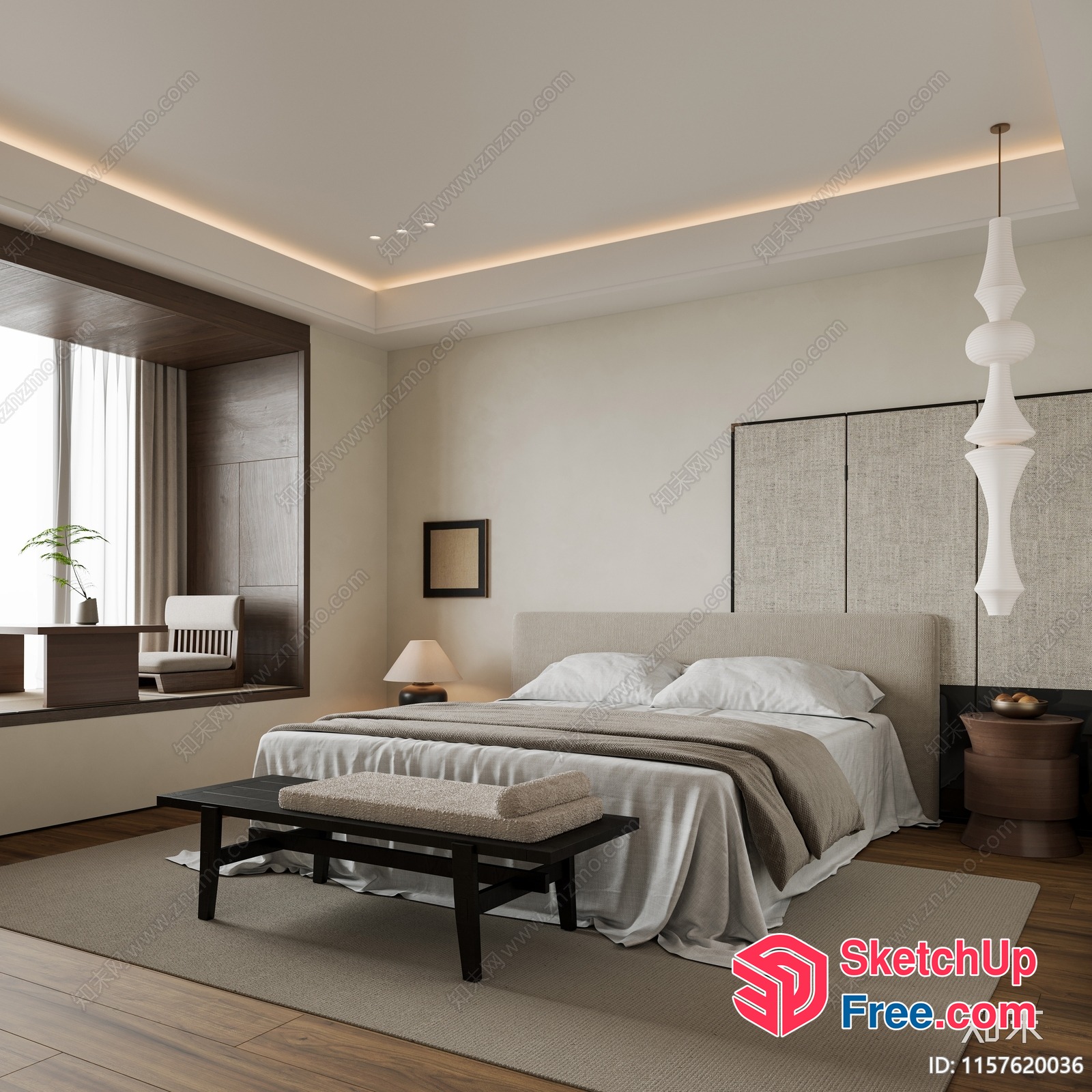 Modern Minimalist Bedroom Interior Design 3D SketchUp File