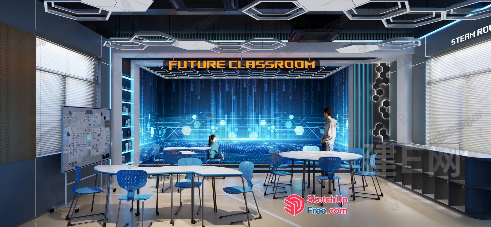 Futuristic Classroom With Advanced Technology And Modern Decor 3D SketchUp File