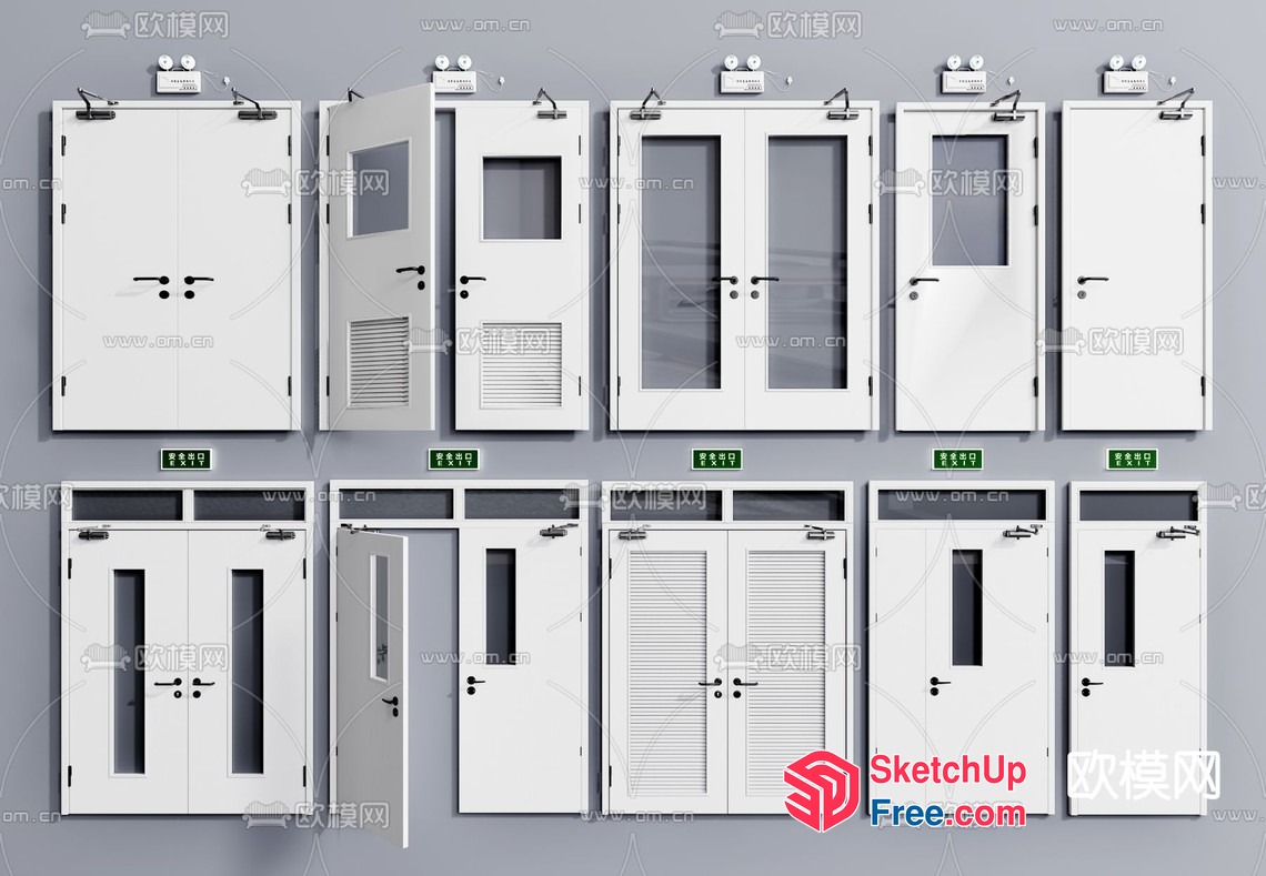 Collection Of White Doors And Windows 3D SketchUp File