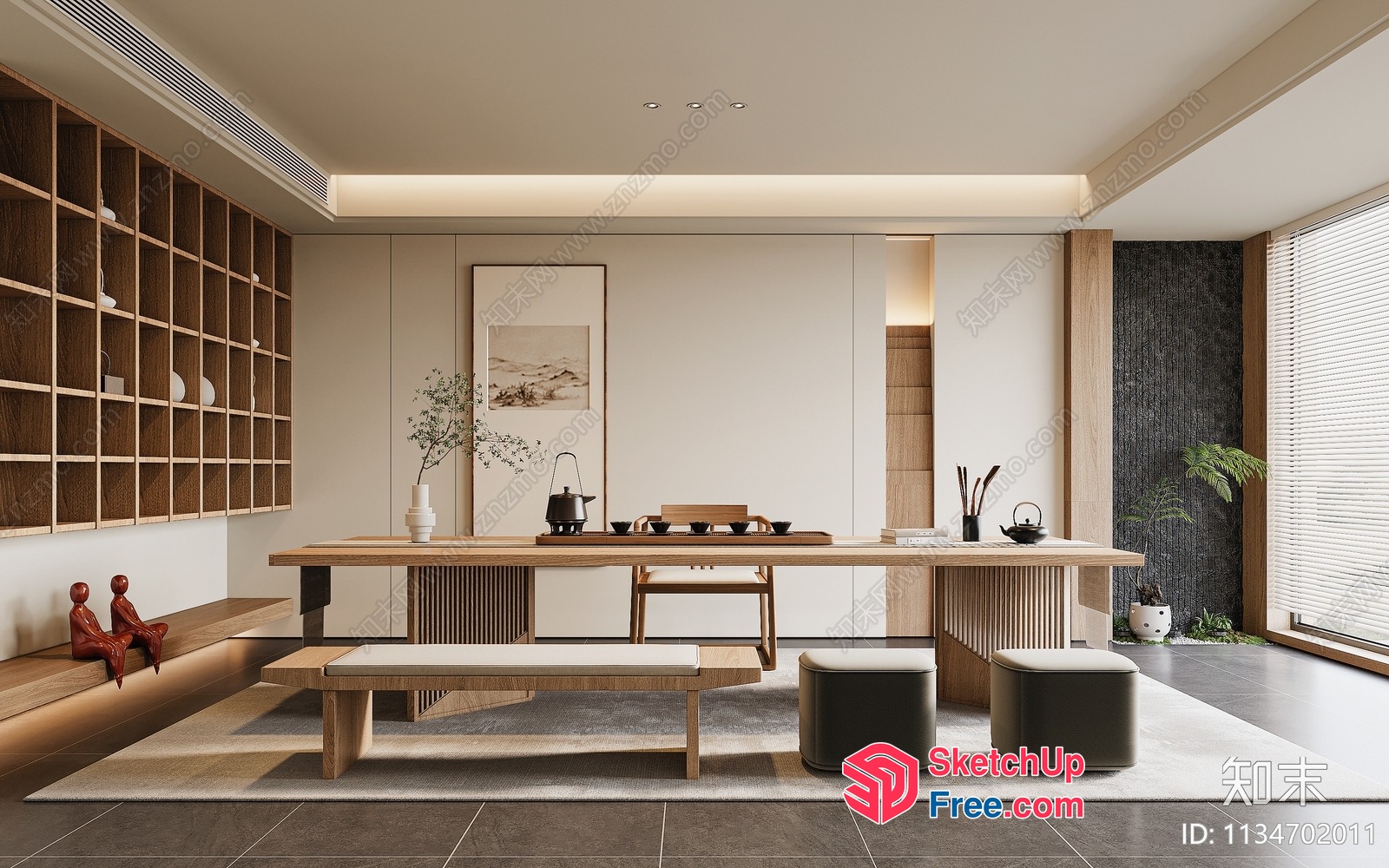 Minimalist Japanese Style Dining Room With Modern Decor 3D SketchUp File