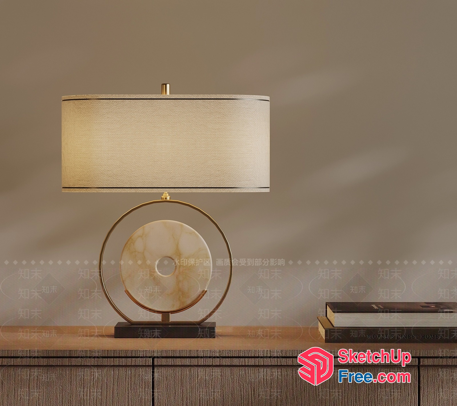 Elegant Table Lamp With Marble And Gold Accents 3D SketchUp File