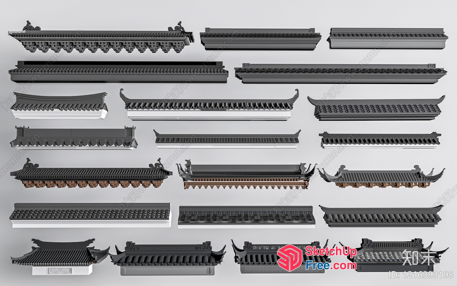 Traditional Japanese Roof Tiles 3D SketchUp File