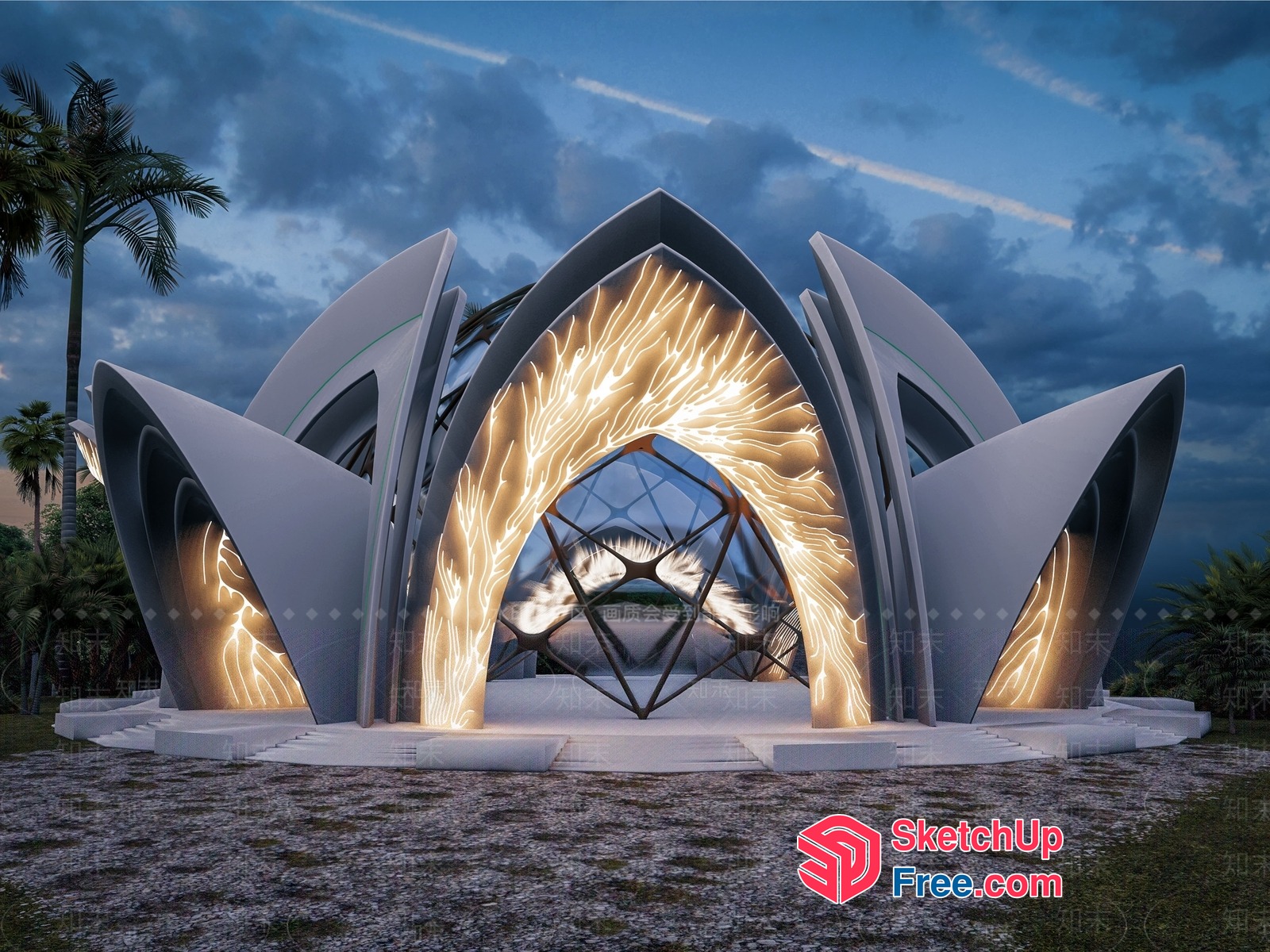 Futuristic Modern Building Exterior With Unique Design 3D SketchUp File
