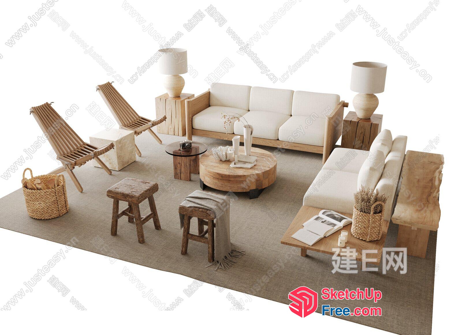 Modern Japanese-Inspired Living Room Decor 3D SketchUp File