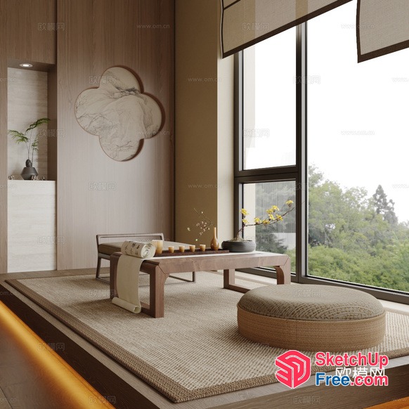 Japanese Style Minimalist Living Room 3D SketchUp File