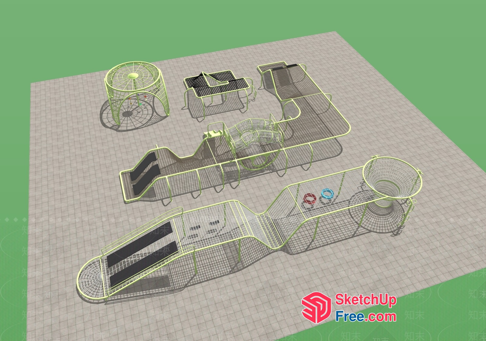3D Wireframe Model Of A Skate Park 3D SketchUp File