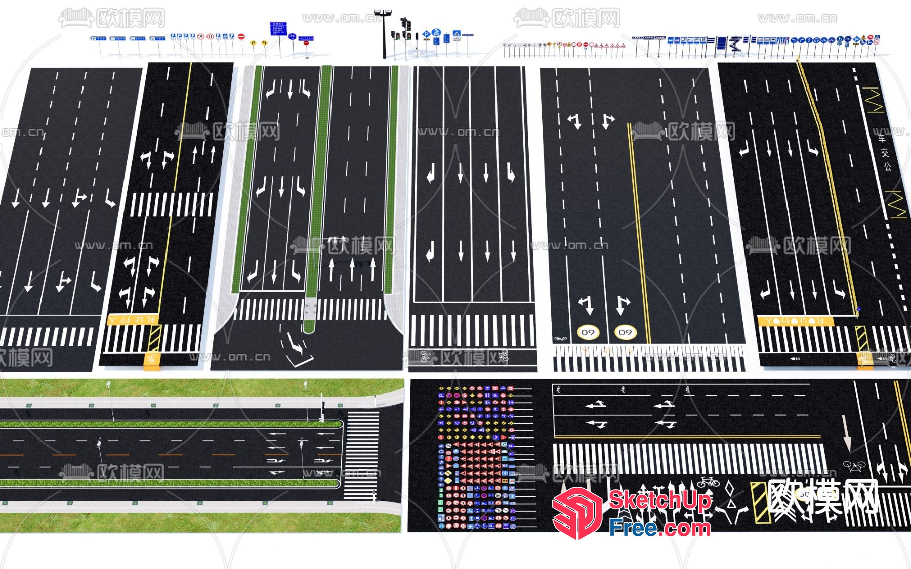 Roadway Traffic Control Infrastructure 3D SketchUp File
