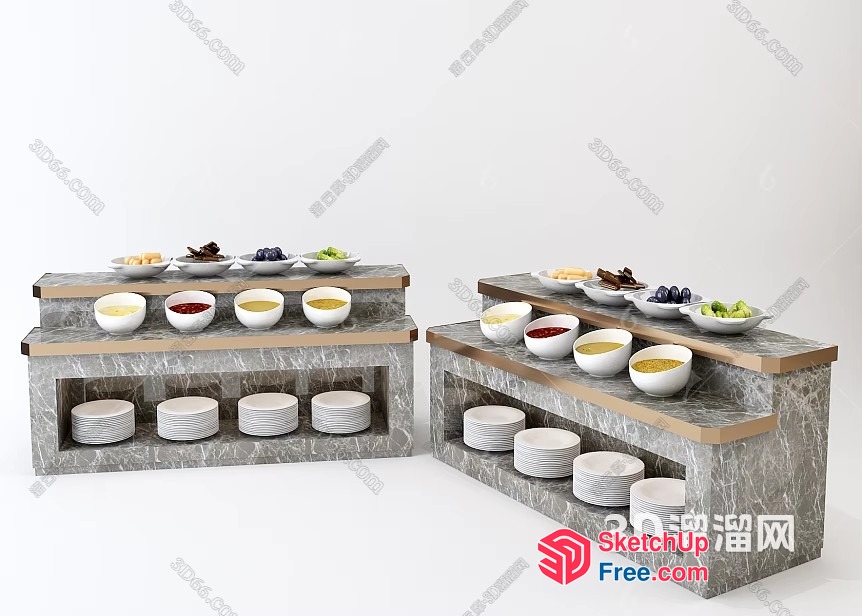 Modern Buffet Display With Elegant Decor 3D SketchUp File
