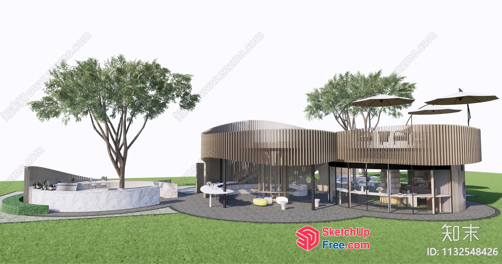 Modern Villa With Curved Design And Natural Elements 3D SketchUp File