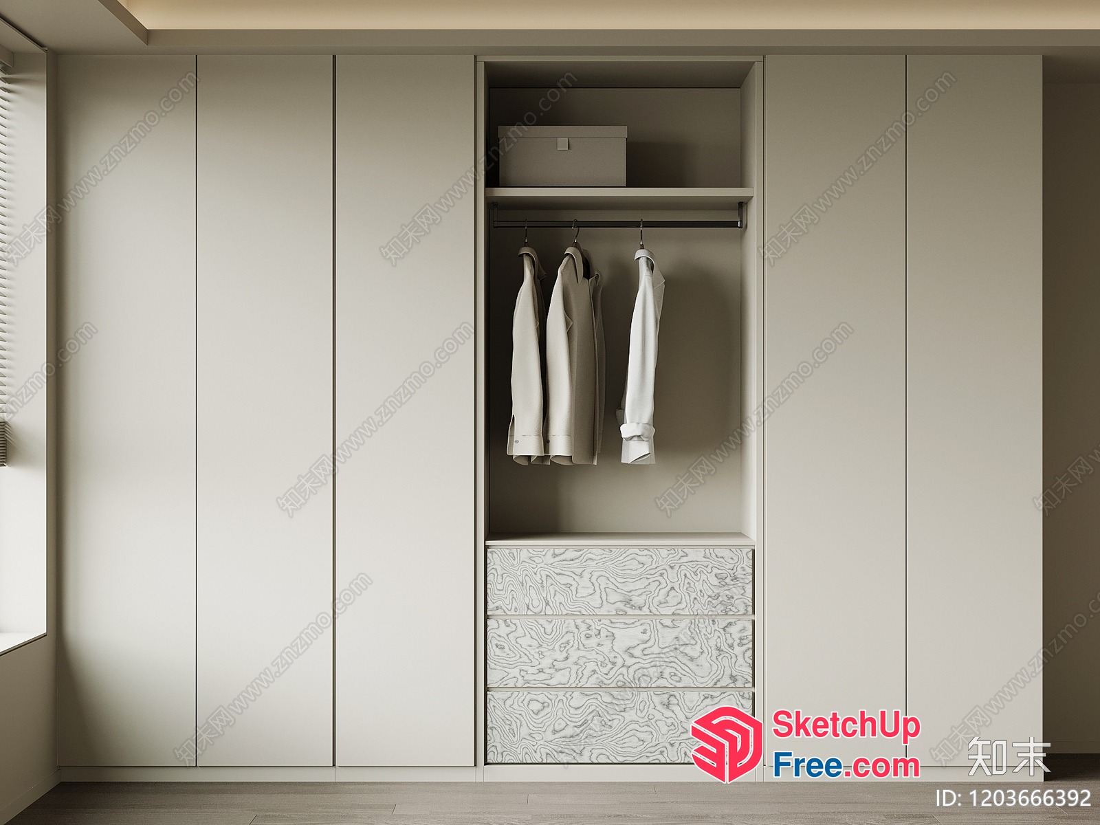 Modern White Wardrobe With Built-In Storage 3D SketchUp File