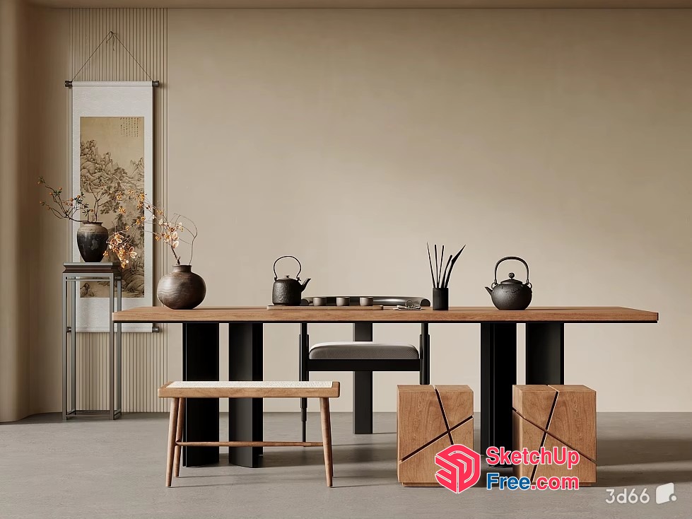 Minimalist Japanese Style Interior Decor 3D SketchUp File