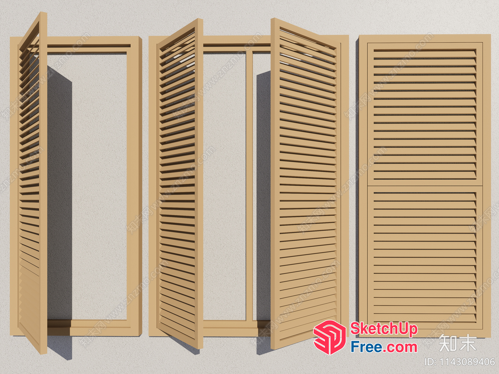 Wooden Louvered Window Panels 3D SketchUp File