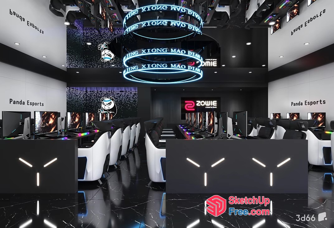 Modern Gaming Room With Black And White Decor 3D SketchUp File