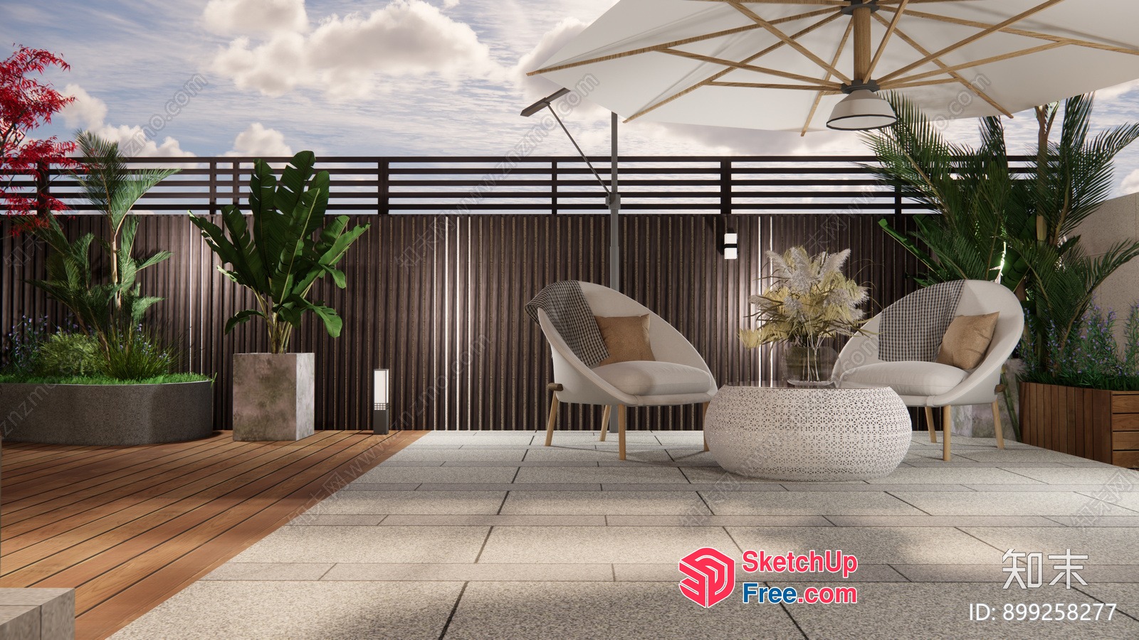 Elegant Outdoor Seating Area With Modern Decor 3D SketchUp File