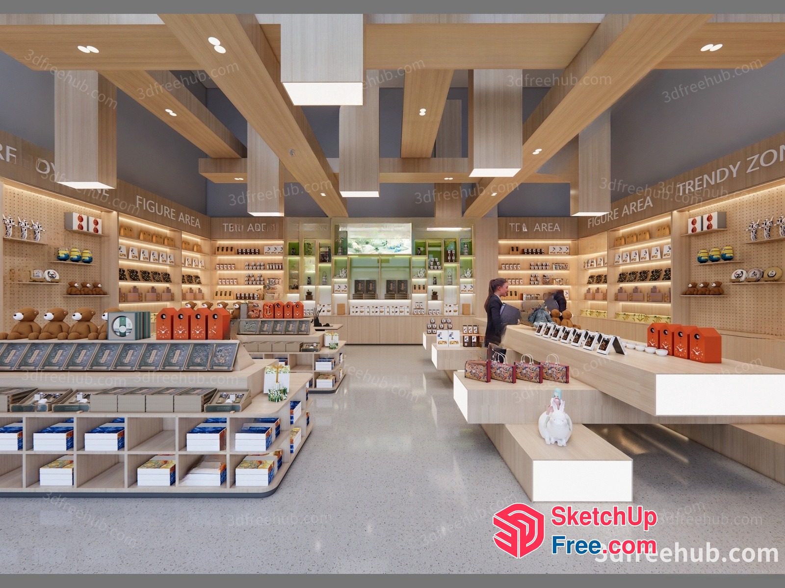 Modern Commercial Store Interior With Unique Decor And Lighting 3D SketchUp File