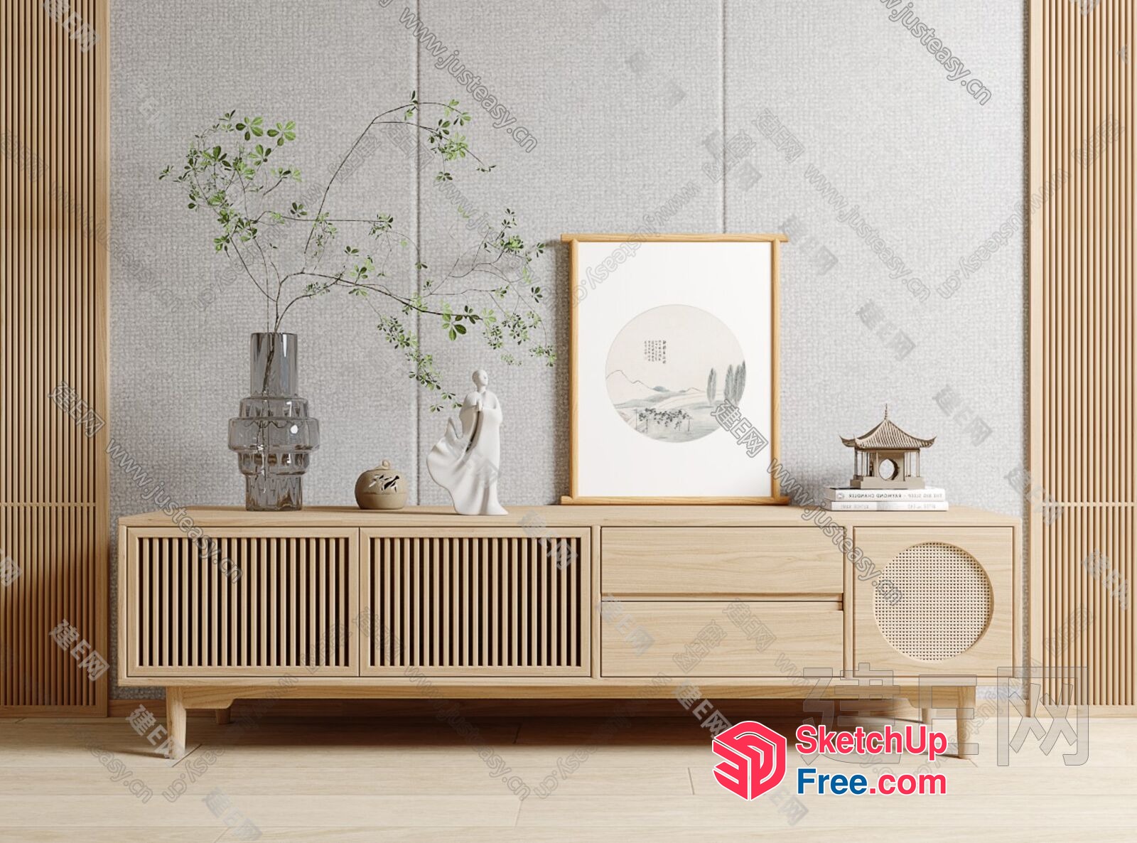 Modern Minimalist Asian-Inspired Living Room Decor 3D SketchUp File
