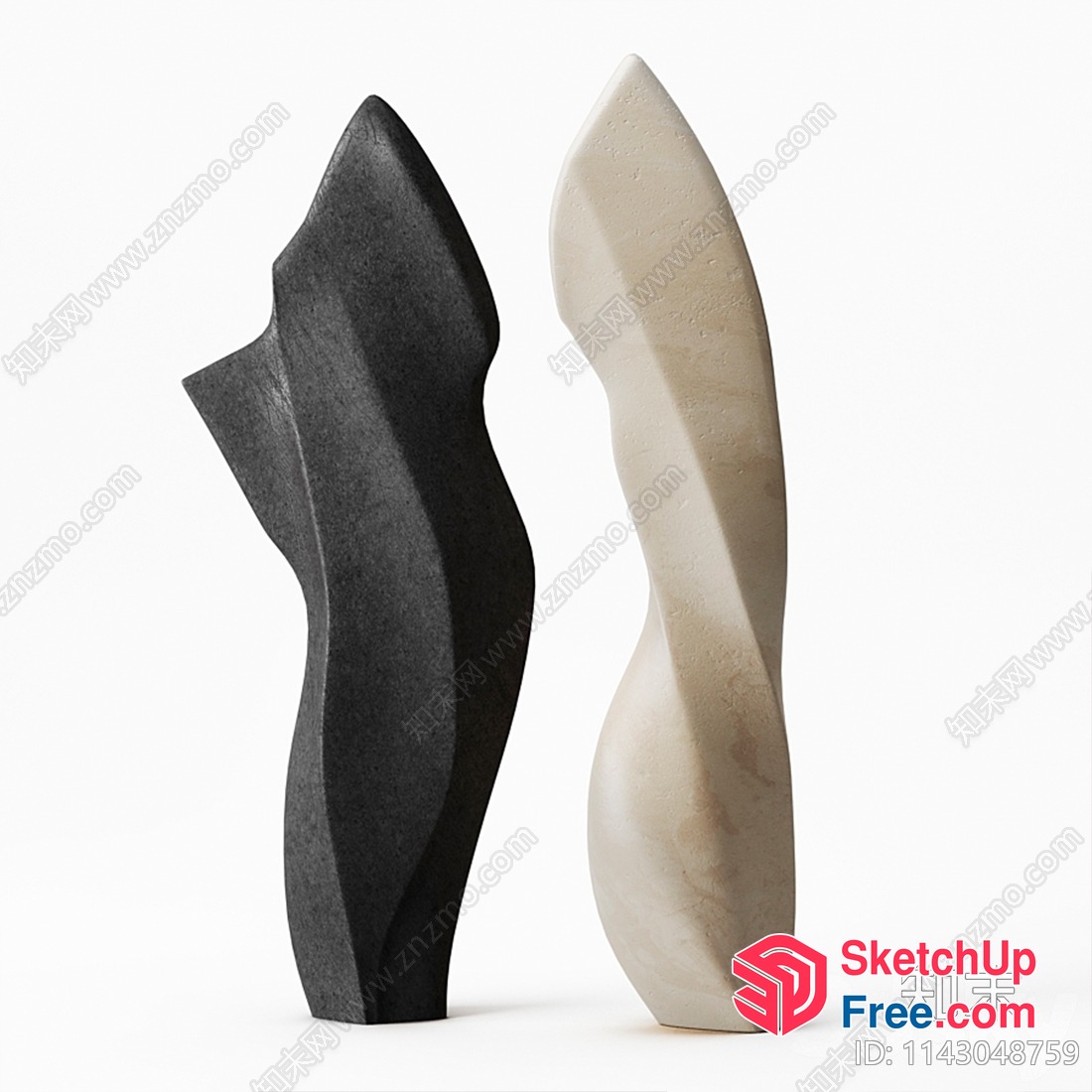 Two Modern Stone-Look Pillars 3D SketchUp File