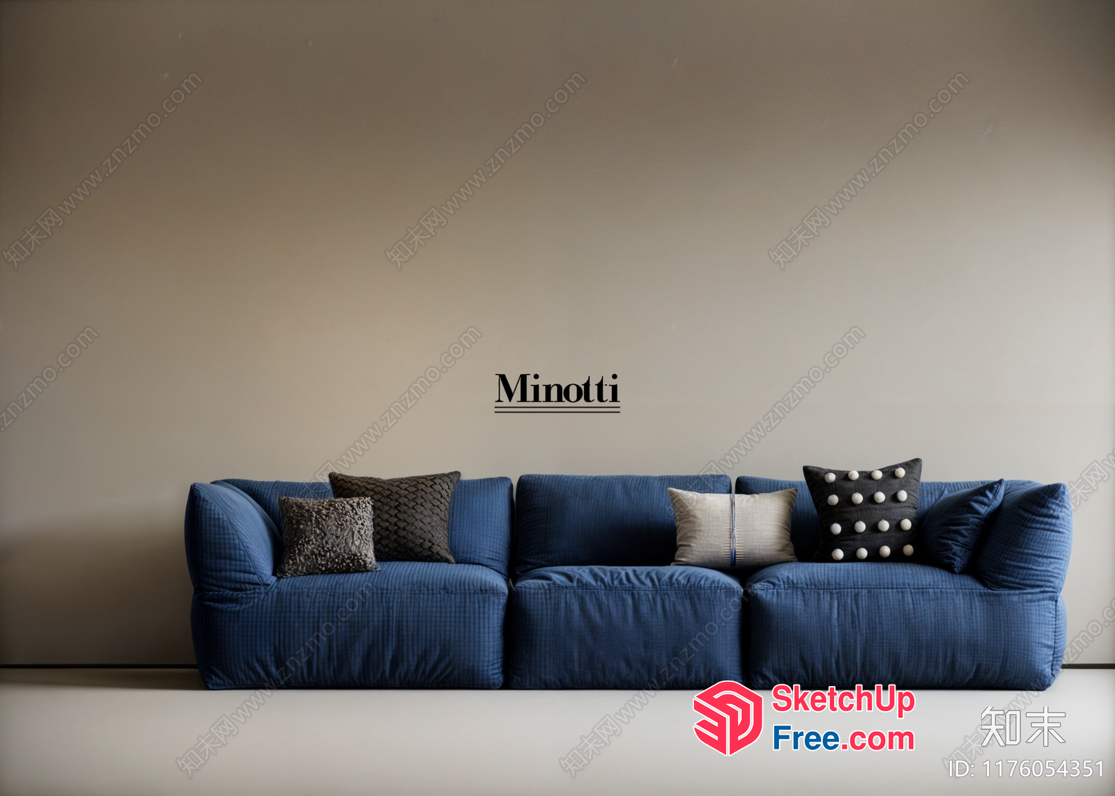Minotti Sofa With Pillows 3D SketchUp File
