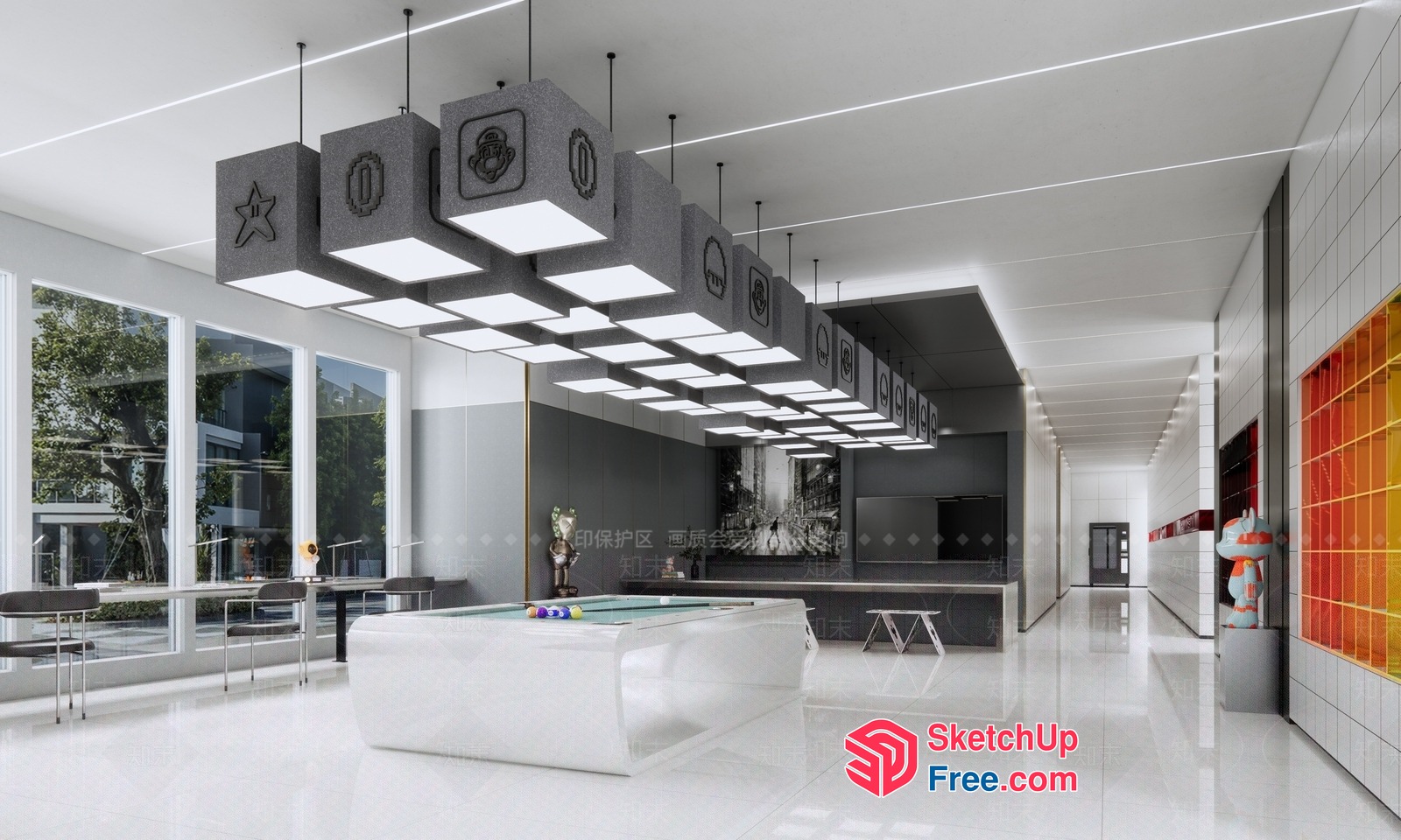 Modern Minimalist Pool Table Room 3D SketchUp File