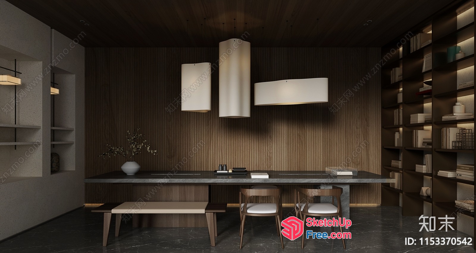 Modern Japanese-Style Dining Room With Minimalist Decor 3D SketchUp File