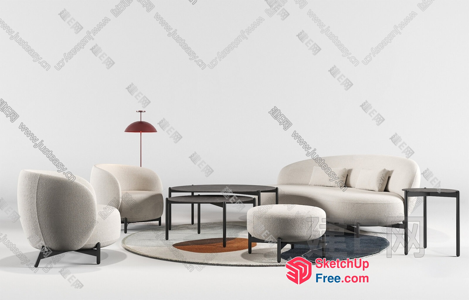 Modern Minimalist White Furniture Set 3D SketchUp File