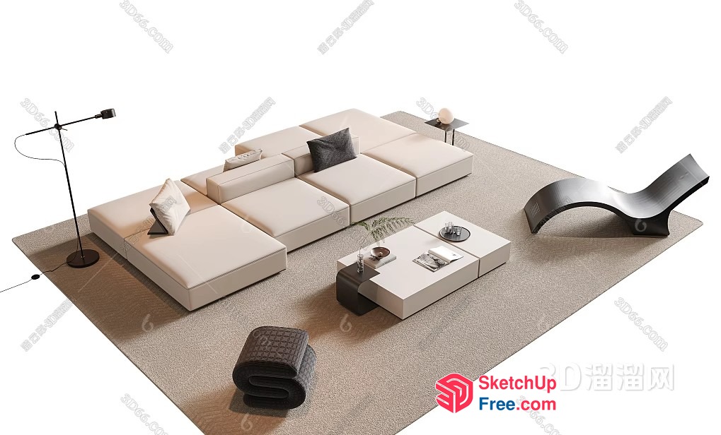 Minimalist Modern Living Room Decor 3D SketchUp File
