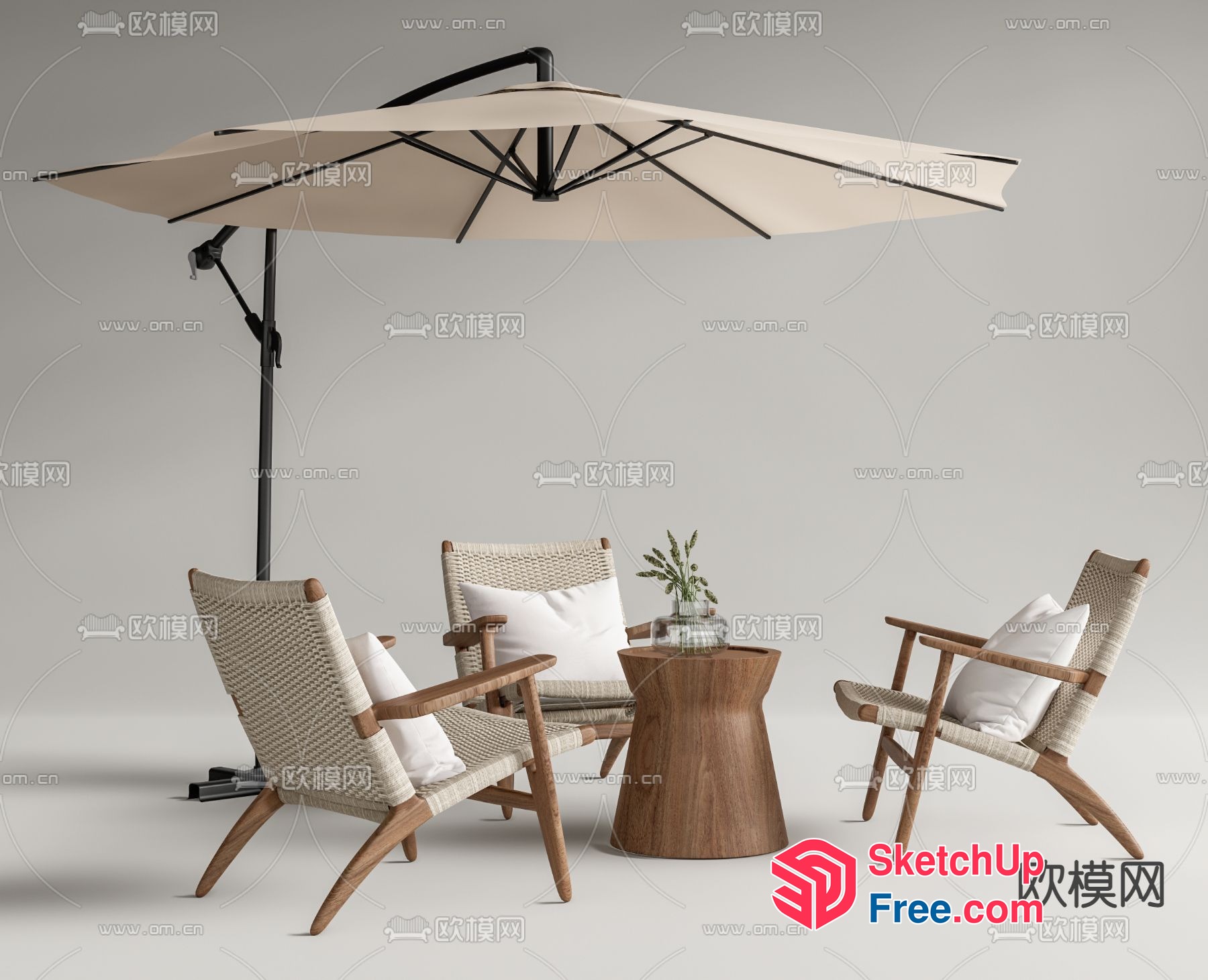Outdoor Patio Seating Area With Umbrella And Table 3D SketchUp File