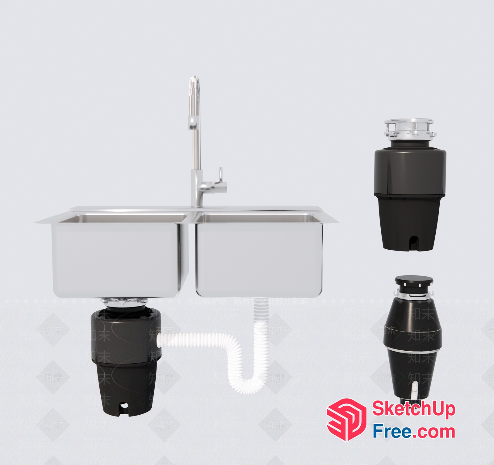 Kitchen Sink And Drainage System 3D SketchUp File
