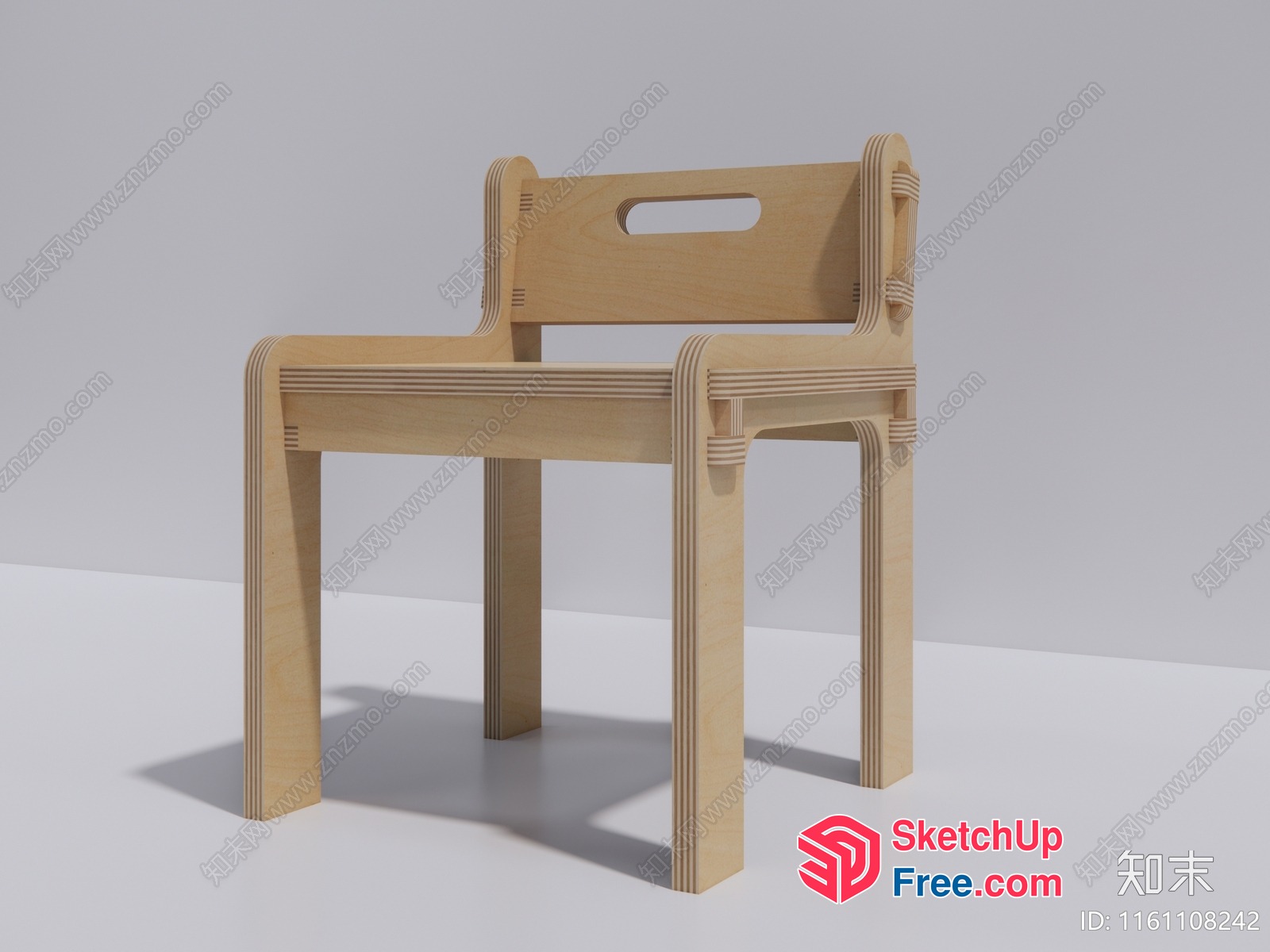 Modern Wooden Chair With Clean Lines And Minimalist Design 3D SketchUp File