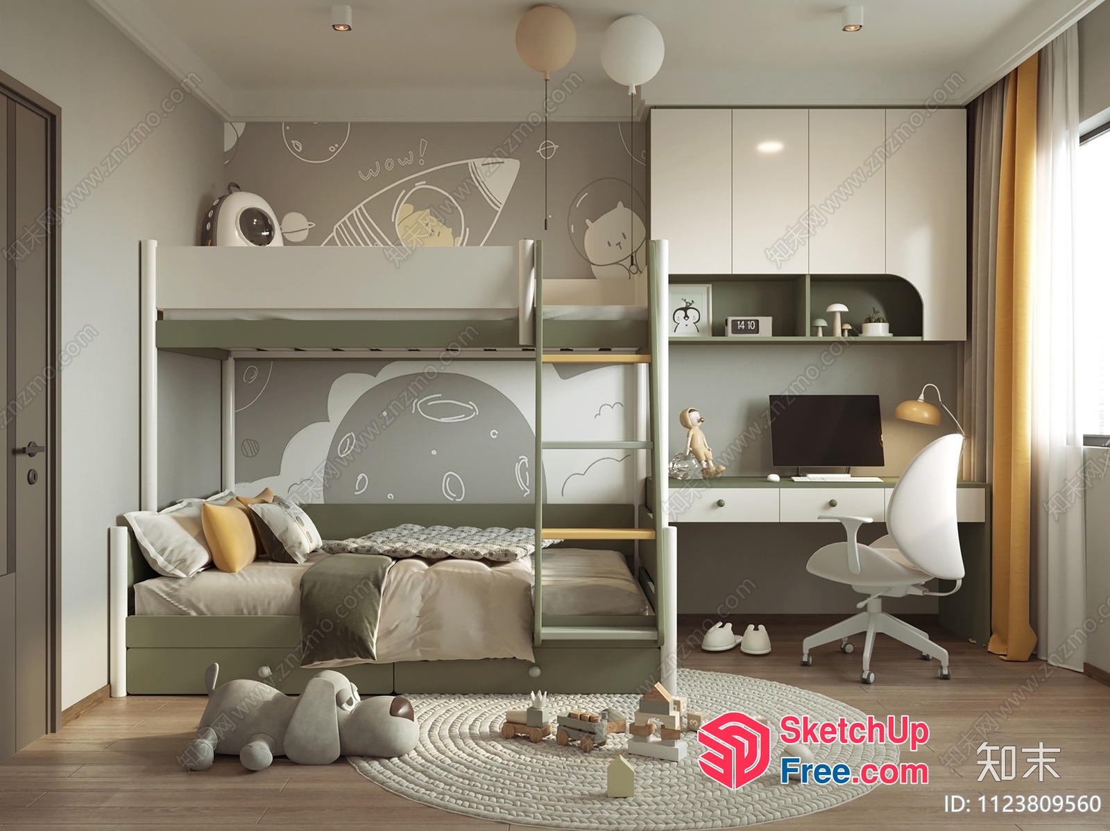 Modern Minimalist Children'S Bedroom 3D SketchUp File
