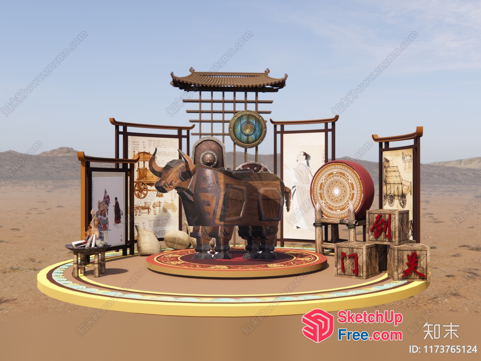 Ancient Chinese Decorative Display 3D SketchUp File