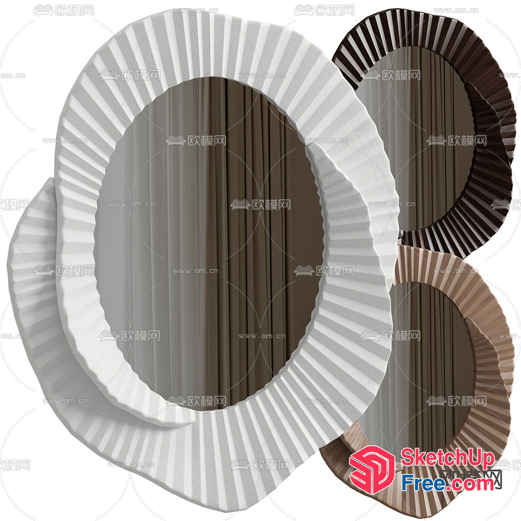 Fluted Wall Panels In Various Earthy Shades 3D SketchUp File
