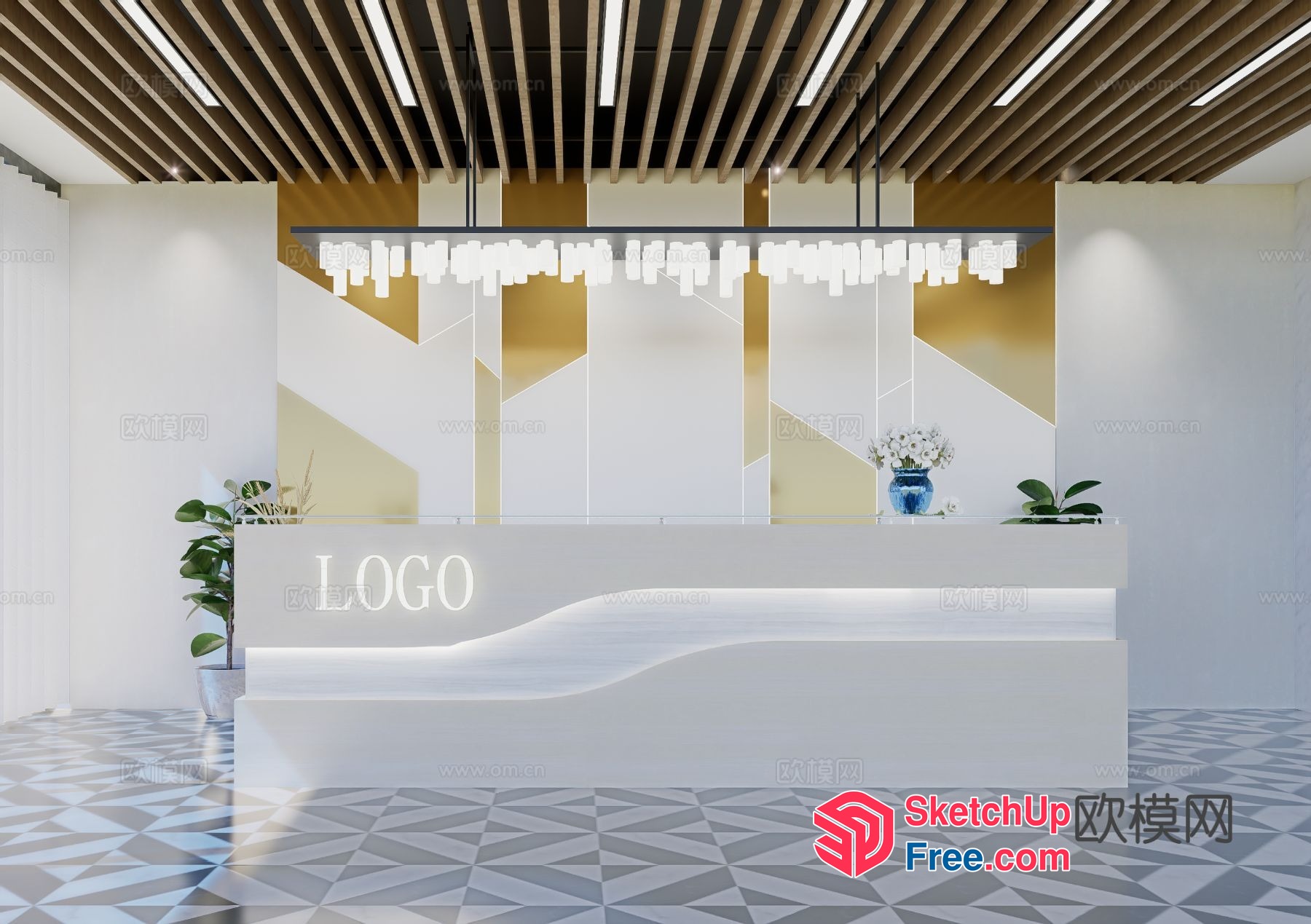 Modern Minimalist Office Reception Area 3D SketchUp File