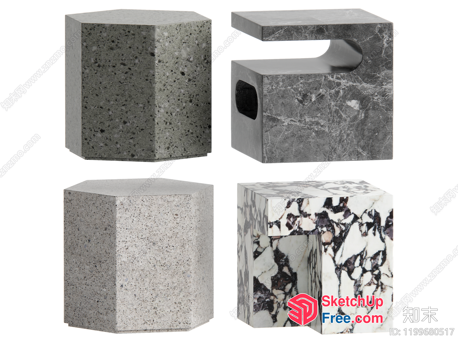 Modern Marble Furniture Set 3D SketchUp File