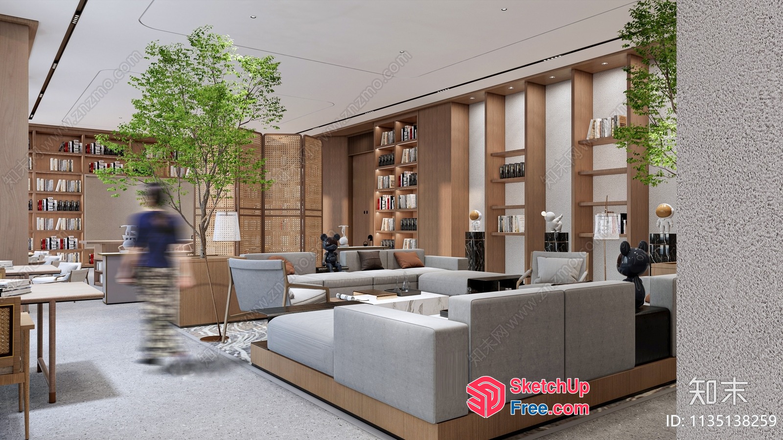 Modern Minimalist Living Room With Light Wood Accents 3D SketchUp File
