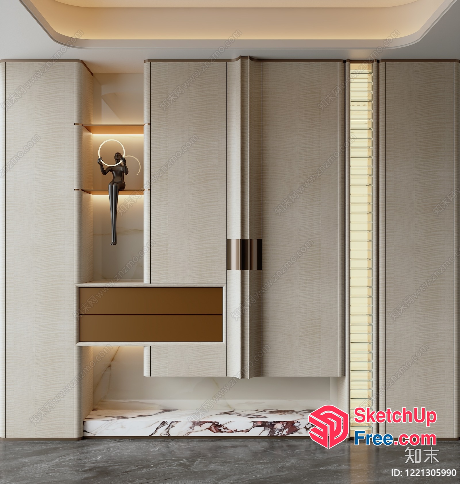 Luxurious Modern Furniture Set With Marble Accents 3D SketchUp File