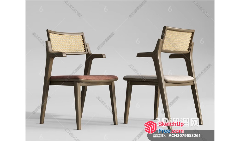 Modern Rattan Back Chairs 3D SketchUp File