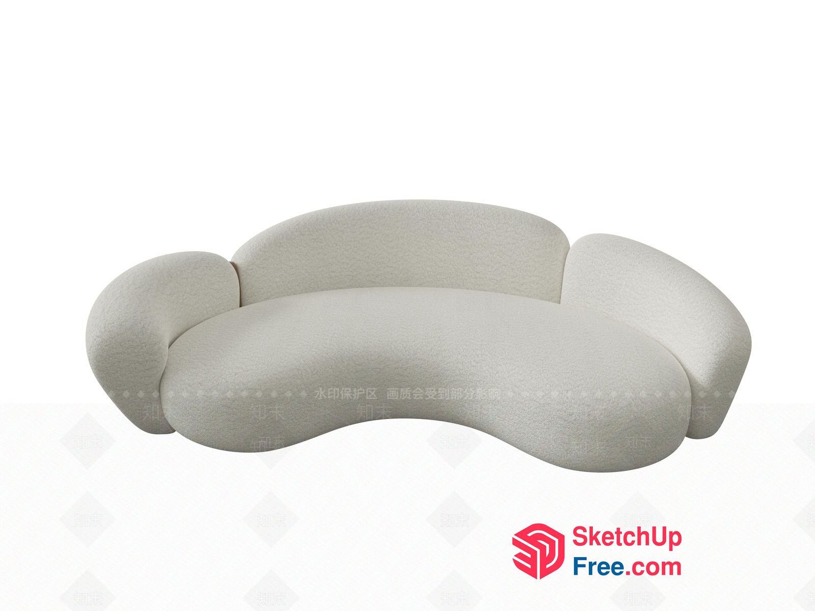 Curved Sofa With Pillows 3D SketchUp File