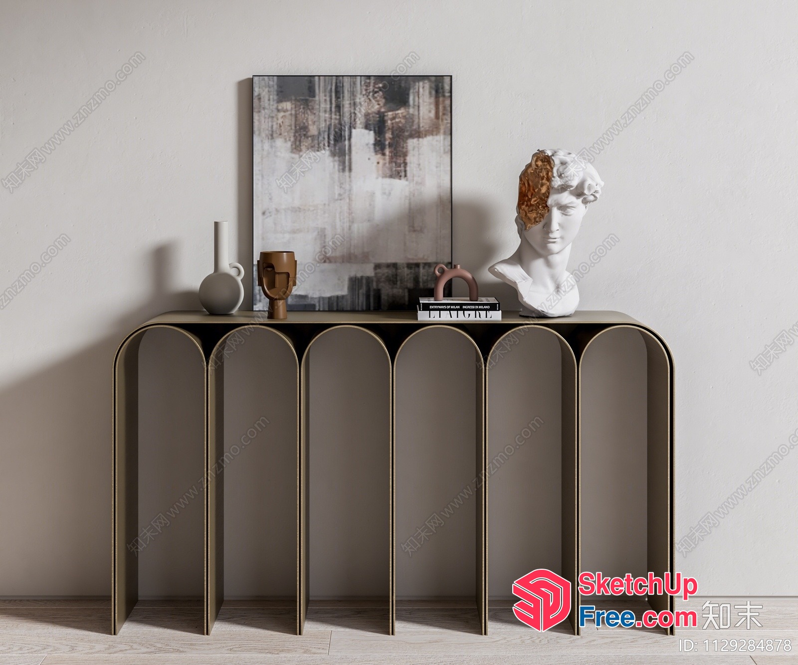Elegant Console Table With Artistic Decorations 3D SketchUp File