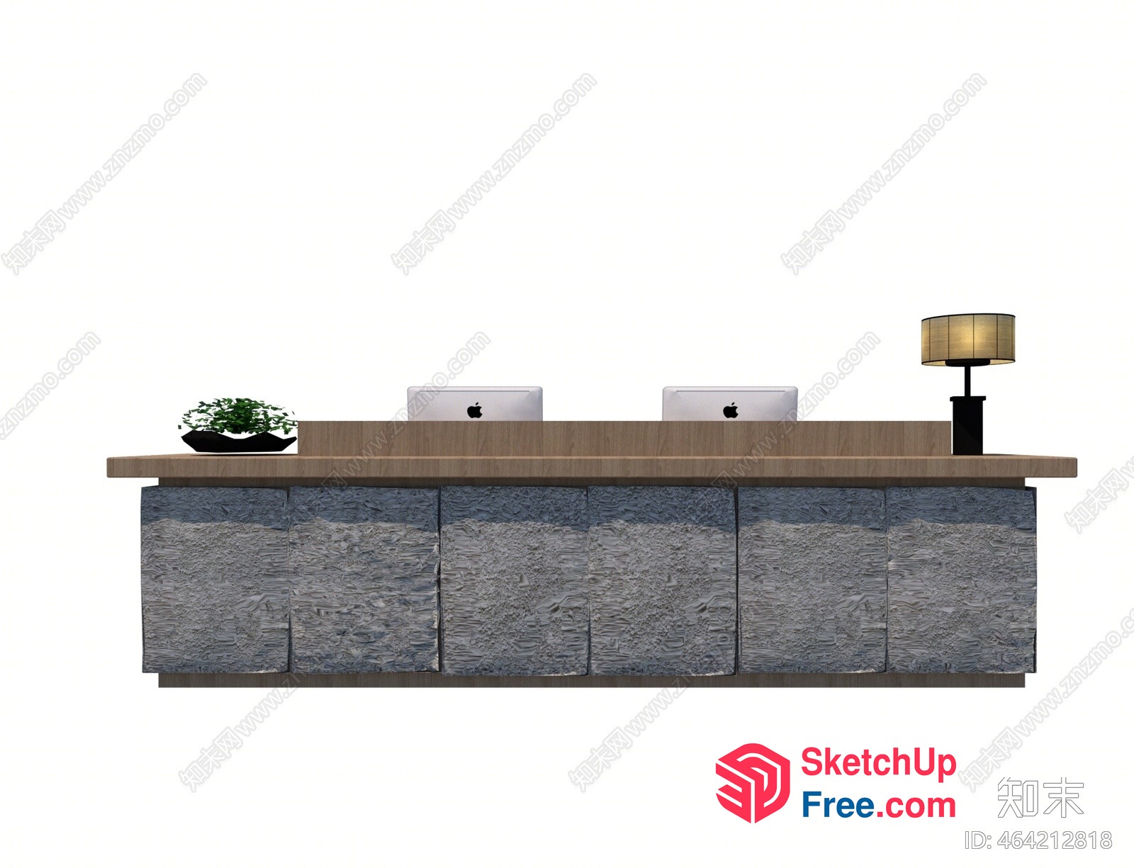 Office Reception Desk With Two Apple Computers 3D SketchUp File