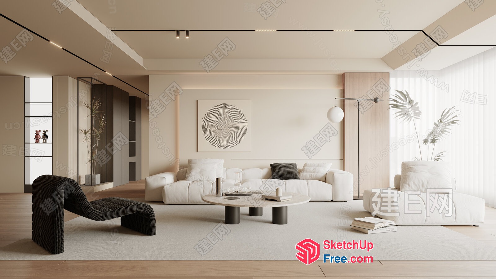 Modern Minimalist Living Room Interior 3D SketchUp File