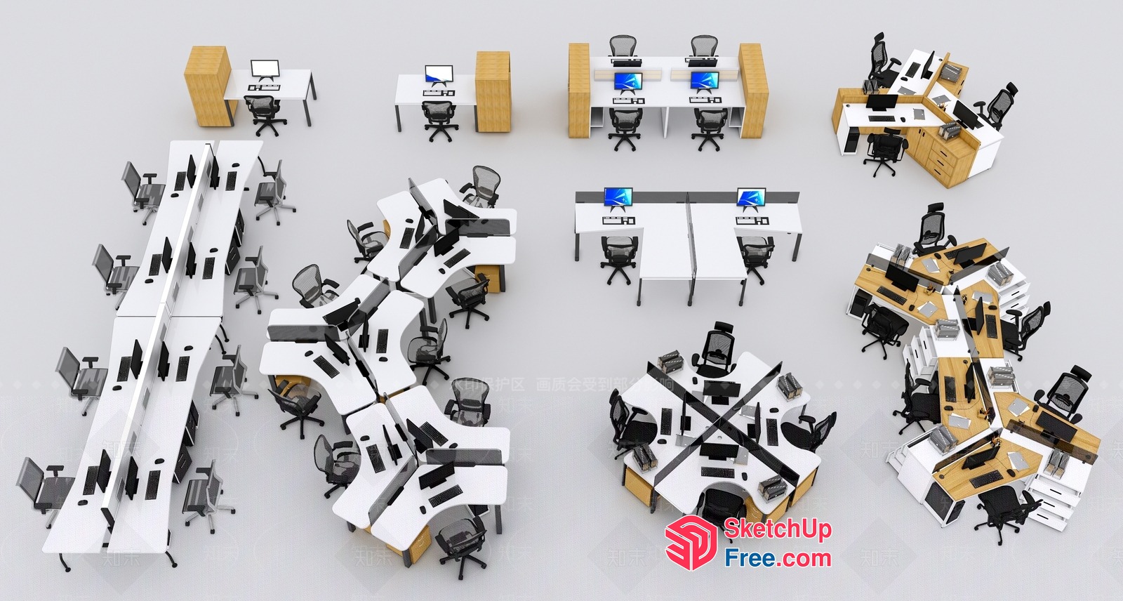Modern Office Furniture Layout 3D SketchUp File