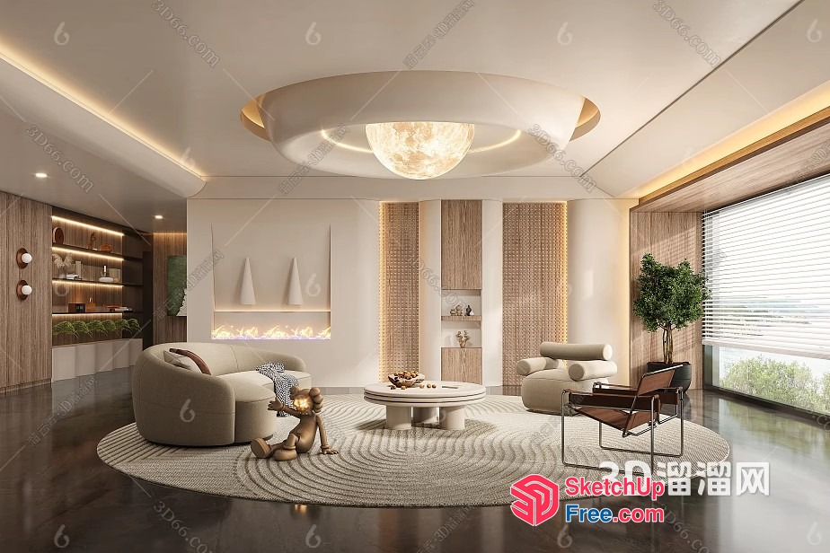 Modern Living Room With Elegant Furniture And Decor 3D SketchUp File